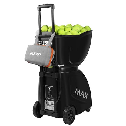 PUSUN｜PT-MAX C Flagship Tennis Ball Machine:App Control,12 Drills, Internal Oscillation,87 MPH,6-Level Spin,28-Spot,6-8H Battery, 39.6 lbs Portable, for Tennis/Padel,Training, Practice,Beginners,Pros