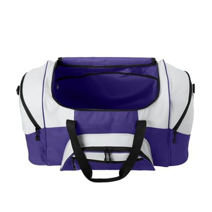 Personalized Large Duffel Bag, Football, Soccer, Basketball, Baseball Duffle Bag, Athlete Gift, Sport Bag, Embroidered Name, Purple/Grey - color: Purple/Grey