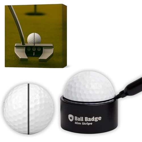 Ball Badge Aim Stripe - 360 Degree Golf Ball Line Marker Kit with Golf Bag Attachment for Perfect Alignment and Precision Putting - color: Black