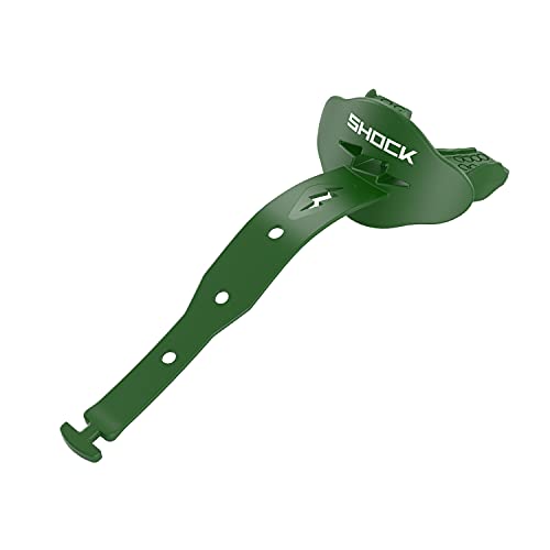 Shock Doctor Bolt Lipguard, Adult Mouth Guard Football with Strap. Mouthguard One Size Fits All - color: Dark Green