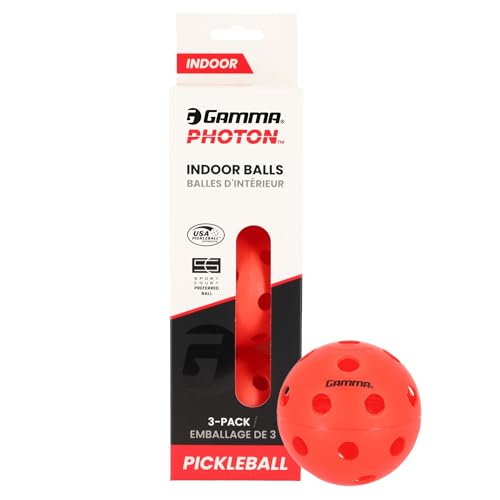 Gamma Photon Indoor Pickleballs, 26 Holes for Precise Indoor Flight, USAPA Approved Pickle Ball for Tournament Play, High Visibility, Durable, Consistent Bounce, Red - color: Red, size: 3 Pack