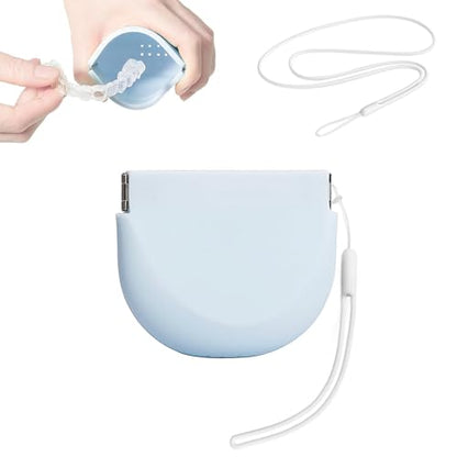 Silicone Retainer Case with Lanyard, Portable Travel Retainer Holder Braces Aligner Case with Vent Holes Aligner Retainer Cases for Girls Women Kids Travel Denture Night Guard Container - color: Blue