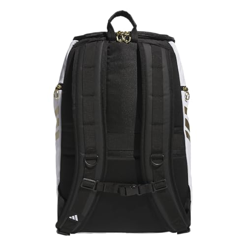 adidas Select Basketball Backpack for Practice, Gym and Travel, 32L - color: White/Black/Gold Metallic