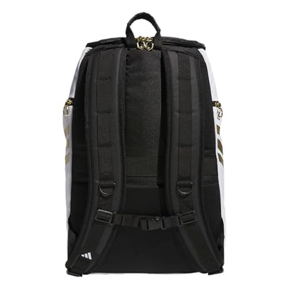 adidas Select Basketball Backpack for Practice, Gym and Travel, 32L - color: White/Black/Gold Metallic