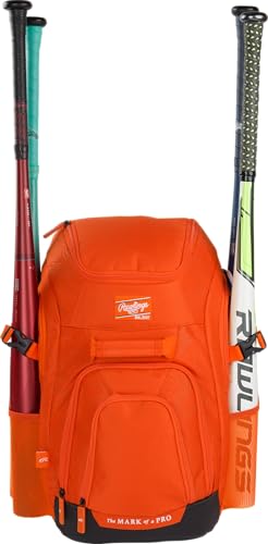 Rawlings | FRANCHISE 2.0 Player's Backpack | Baseball/Softball | Rec/Travel | Multiple Styles | Baseball/Softball - color: ATHLETIC ORANGE