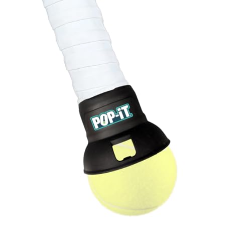 POP-IT Tennis Ball Picker Upper for Racket - No-Bend, Hands-Free Retriever - Fits Most Racquets - Lightweight and Durable Tennis Ball Collector for Players, Seniors and Coaches - color: Black, size: Standard