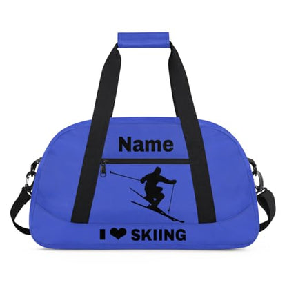 Custom Sport Duffel Bag Skiing Personalized Name Sports Bag Overnight Weekender Bag Waterproof Travel Sport Gym Bags, Blue - color: Blue, style: Skiing
