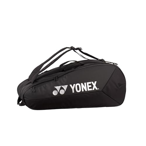 YONEX Team Racquet Bag - Badminton, Tennis and Squash Bag | Multiple Sizes & Colours | With Shoe Compartment & Backpack Function - color: black, size: 9 Pcs