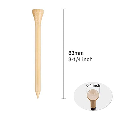 Golf Tees Durable Bamboo Tees 100Pcs 100Pcs 3-1/4" Friendly Biodegradable Material Reduce Friction Side Spin More Stable