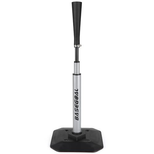 BaseGoal Baseball & Softball Batting Tee,Portable Hitting Tee,with Heavy Duty Base,Rolled Flexible Rubber Top,Adjustable Height for Kids or Adults - color: Gray Pro
