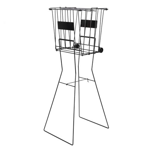 RiToEasysports Tennis Hopper, Portable Iron Frame Ball Collector with Rolling Casters Press Down Mechanism for Pick Up