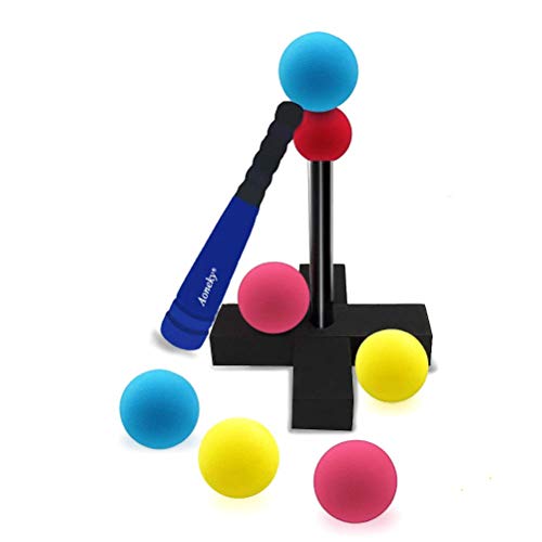 Aoneky Foam Tball Set for Toddlers 1-3 Years - First Baseball Toy with Soft Foam Bat & Balls, Stable Tee & Carry Bag, Indoor Outdoor Gift for Kids (Blue) - color: Blue