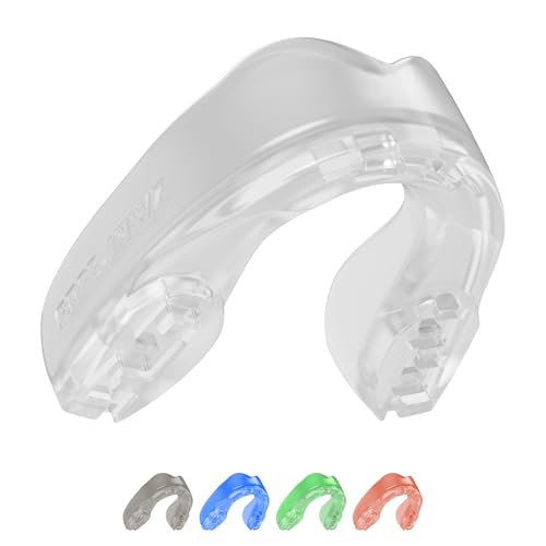 SAFEJAWZ Mouth Guard, Elements Dual Layer Mouthguard for Adults & Youth with Case, Easy Fit Remoldable Mouthpiece for Football, Boxing, Lacrosse, MMA, Basketball & All Contact Sports - color: Wind, size: Junior (up to 11)