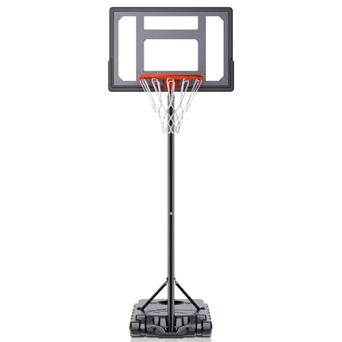 AWII SPORT Basketball Hoop Outdoor Adjustable Height 5.5-7.5FT, Portable Basketball Hoop Goals System with 32 Inch Shatterproof Backboard for Kids Youth Play in Backyard/Courts/Outdoor