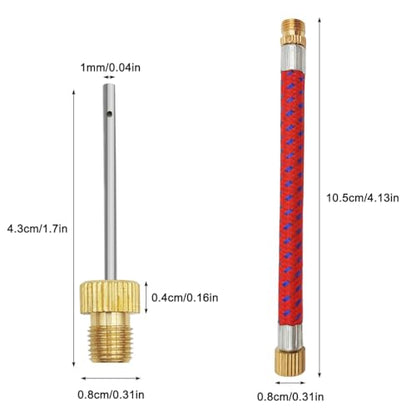 10 Pack Brass Ball Pump Needles + 1 Pump Needle Adaptor Hose, Ball Pump Inflation Needles, No Break Heavy Duty Air Pump Needles for Balls, with A Pump Needle Adaptor Hose, Stainless Steel Body