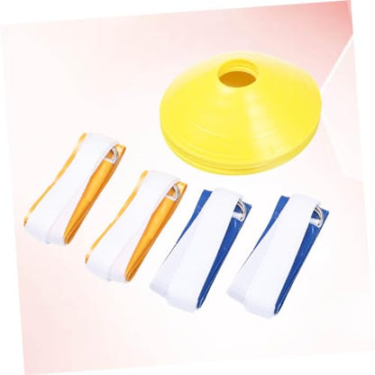 8-Pack Boys and Girls Flag Football Waist Belt Set American Football Training Accessory Rugby Training Webbing 2 White 2 with Flags Yellow Plate Cone Markers
