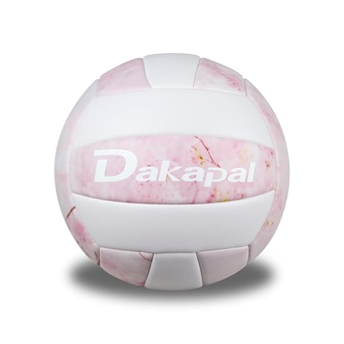 Dakapal Soft Volleyball Official Size 5 Volleyball Ball for Youth Beginners for Indoor Outdoor Beach Pool Water Training - color: Pink and White