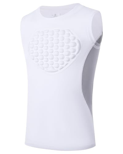 Youth Baseball Chest Protector Padded Compression Shirt Heart Sternum Guard Football Baseball Softball Lacrosse Goalies - color: White Gray, size: Medium