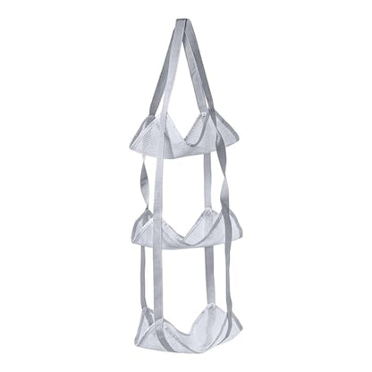 Basketball Holder Bag, Space-Saving Design, 83x33x33cm, 3 Tier Over The Door Ball Holder Bag, Soccer Equipment Organizer Bags, Quick Access Design, for Volleyball Football Gym - color: Gray