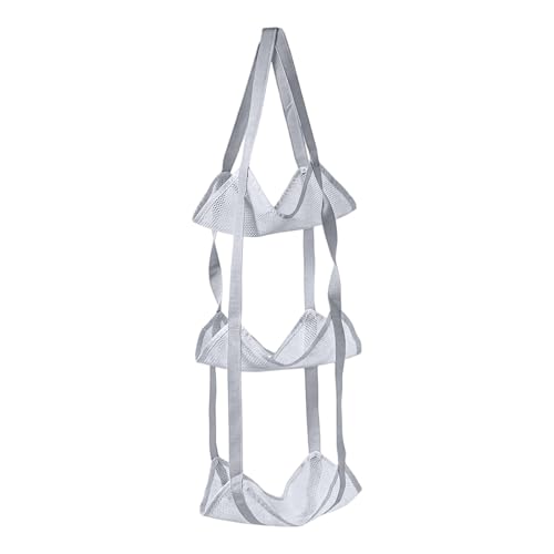 Basketball Holder Bag, Space-Saving Design, 83x33x33cm, 3 Tier Over The Door Ball Holder Bag, Soccer Equipment Organizer Bags, Quick Access Design, for Volleyball Football Gym - color: Gray