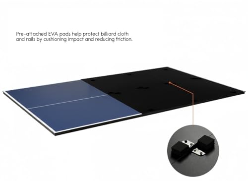 Indoor Official Size 4-Piece Table Tennis Conversion Top, Foldable Ping Pong Tabletop with Clamp-Style Net & Post, EVA Foam Padding, Easy Fold-Up Storage & Durable Double-Sided PVC Surface