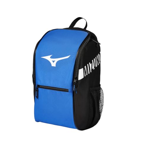 Mizuno Youth Future Backpack | Youth Baseball & Youth Softball Bag | 2 Sleeves for Bats/Water Bottles |Large Main Compartment - color: Royal-Black