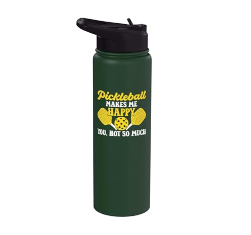 Funny Pickleball Paddle Easily Distracted By Pickleball Stainless Steel Insulated Water Bottle - color: Dark Green