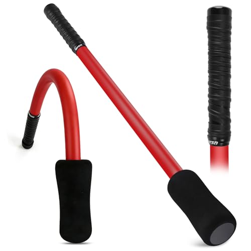MIKOSI Golf Grip Trainer, EVA Foam Golf Swing Trainer Warm-Up Stick for Strength Grip Tempo & Flexibility Training, Indoor Outdoor Safe Golf Training Aid for Beginners & All Levels - color: Red