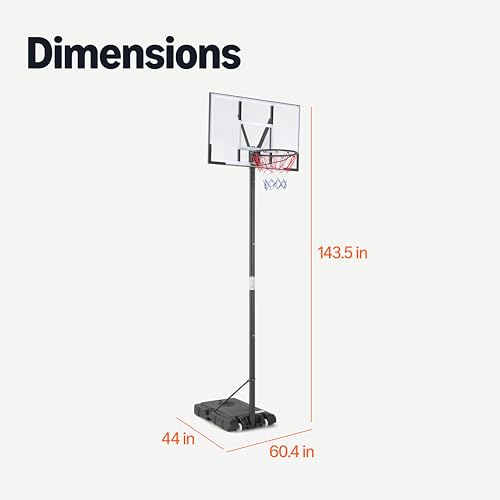 Amazon Basics Portable Basketball Hoop Outdoor Goal System, 4.75-10ft Adjustable