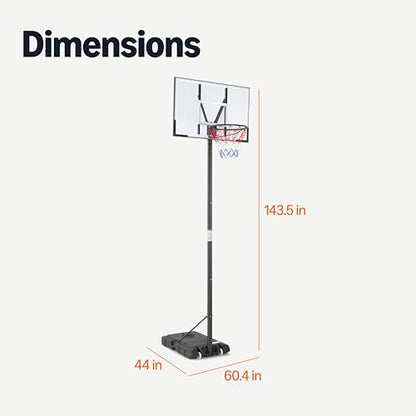 Amazon Basics Portable Basketball Hoop Outdoor Goal System, 4.75-10ft Adjustable