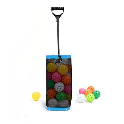 Tennis Ball Hopper, Holds 40+ Pickleballs or 50+ Tennis Balls, Lightweight Durable Steel Frame, Portable Adjustable Ball Picker（Excluding Ball） - color: Blue