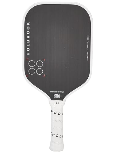 Holbrook Power Pro E Elongated Pickleball Paddle: USAPA Approved, Carbon Fiber Surface, Power, Control, Spin, Edgecraft Foam Polypropylene Honeycomb Core - color: White/Black, size: Standard 14mm