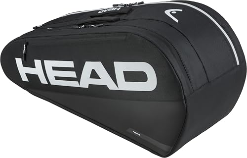 HEAD Tour Racquet Bag M (6R) Tennis Bag - Holds Up to 6 Racquets, CCT+ Climate Control Technology, 2 Main Compartments, Shoe Pocket & Backpack Carry System - color: Black