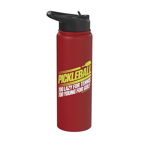 Pickleball Player Too Lazy For Tennis Too Young For Golf Stainless Steel Insulated Water Bottle - color: Red