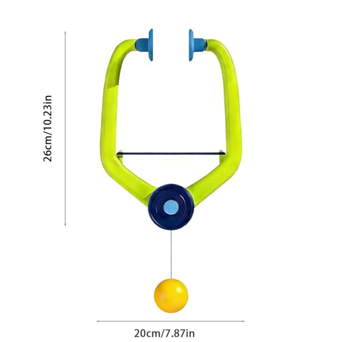 Hanging Ping Pong Tennis Trainer, Ping Pong Hanging from Doorway Adjustable Over-The-Door Table Tennis Kit with Wooden Paddles and Balls, Portable Daily Exercise Set