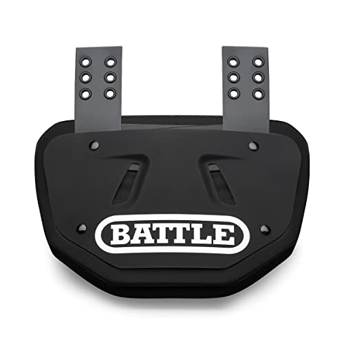 Battle Sports Football Back Plate – Hard Shell Lower Back Protector with Contoured Foam for High-Impact Protection for Youth, Kids and Adults - color: Black/White, size: Adult