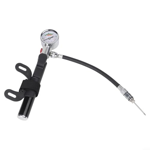 Portable Bike Pump, Aluminum Alloy Tire Inflator with Pressure Gauge, for American and Valves, Basketball Needle Included - size: Bicycle Model