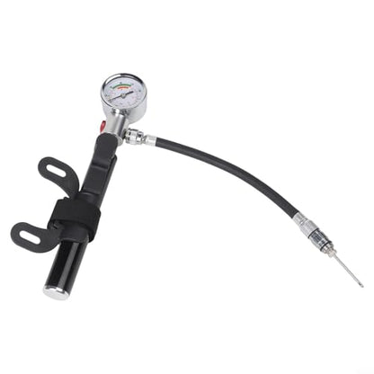 Portable Bike Pump, Aluminum Alloy Tire Inflator with Pressure Gauge, for American and Valves, Basketball Needle Included - size: Bicycle Model
