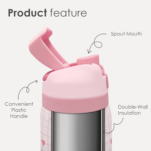 Heart Insulated Stainless Steel Water Bottle with Straw for Sports and Travel, 32oz, Gifts for Women Girls Friends Teens Birthday Christmas (Grid Background) - color: Heart 1