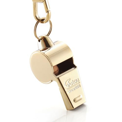 HUTOU L4820 Whistle, Brass Coach Sports Whistle with Lanyard, Loud Crisp Sound Whistle Ideal for Coaches, Referees, and Officials