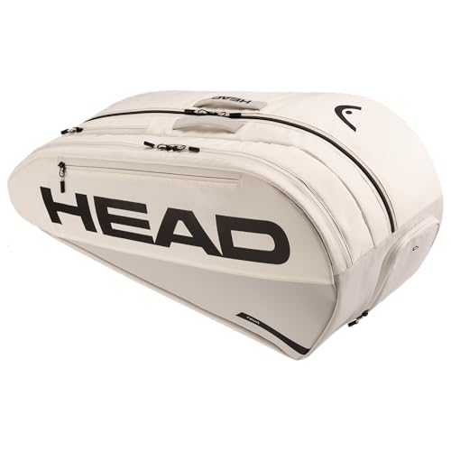 HEAD Tour Racquet Bag L (9R) Tennis Bag - Holds Up to 9 Racquets, CCT+ Climate Control Technology, 2 Main Compartments, Shoe Pocket & Backpack Carry System - color: White