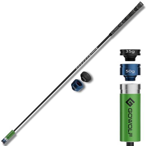 Gowolf Golf Swing Trainer with Adjustable Weights (35g & 50g) - Carbon Fiber Golf Training Aid for Speed, Driving Distance & Tempo, Ideal Warm-Up & Strength Golf Accessories for Men & Women
