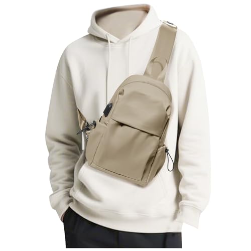SEAFEW Brown Sling Crossbody Bag for Men Women, Tactical Backpack Shoulder Daypack Mini Anti-Theft Cross Body Motorcycle Chest Bags, Small One Strap Fanny Back Pack for Casual Travel Hiking Sport Gym - color: Brown-small