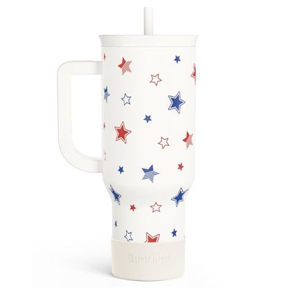 SANDJEST American Flag 40oz Tumbler with Handle and Straw, Insulated Stainless Steel Travel Coffee Mug for Women Girls, Gift Idea for Birthday Christmas 4th of July (Star) - color: American Flag