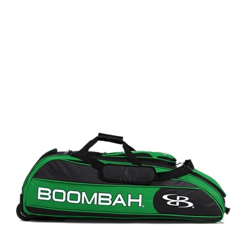 Boombah Beast Rolling Bat Bag - Multiple Color Options - Holds 8 Bats, Glove and Shoe Compartments - color: Black/Kelly Green