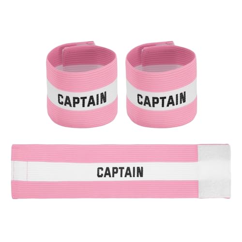 Soccer Captain Armbands, Adjustable Captain Bands Soccer Elastic Armband - color: Pink,White