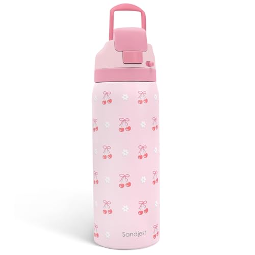 Cherry Insulated Stainless Steel Water Bottle with Straw for Sports and Travel, 32oz, Gifts for Women Girls Friends Teens Birthday Christmas - color: Cherry 1