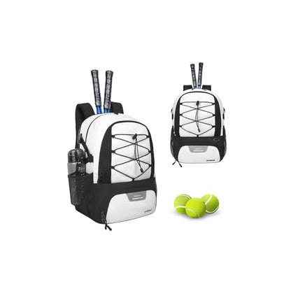 Goloni Tennis Backpack, Tennis Bag with Fence Hook & Ventilated Shoe Compartment, Holds 2 Tennis Rackets