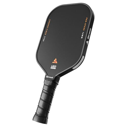 Thermoformed Carbon Fiber Pickleball Paddle - Textured Grip, Larger Sweet Spots for Max Spin, Control & Power - 16mm Polypropylene Honeycomb Core for All Skill Levels, 8.0 oz - color: Black-ATK