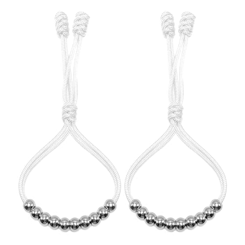 Pack of 2 Golf Glove Bead Stroke Counter, 10 Stainless Steel Beads Score Counter for Gloves, Stroke Count Resizable Easy to Adjust Golf Round Scoring Tracker Accessory - color: White